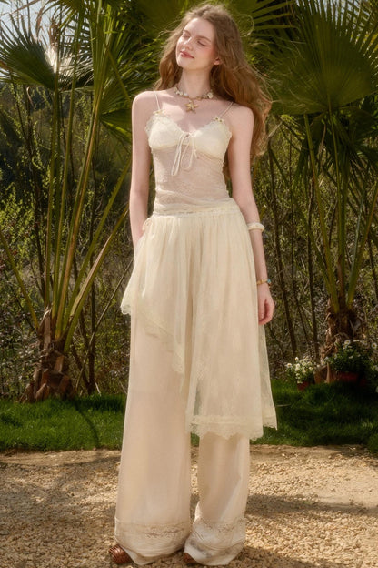 Satin Pearl Lace Suit Set-Up