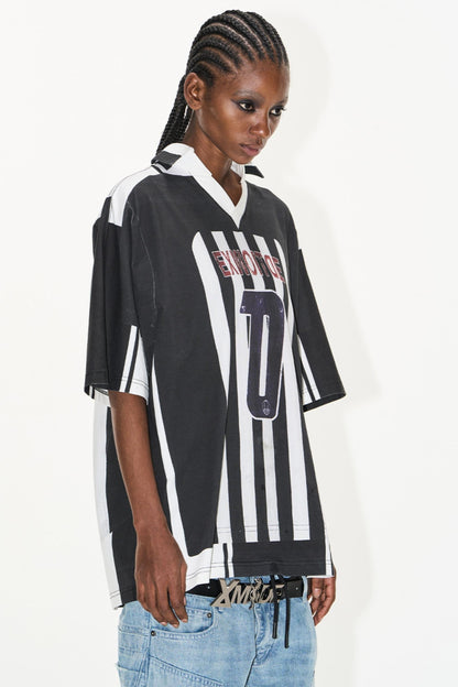 Striped V-Neck Polo Tee