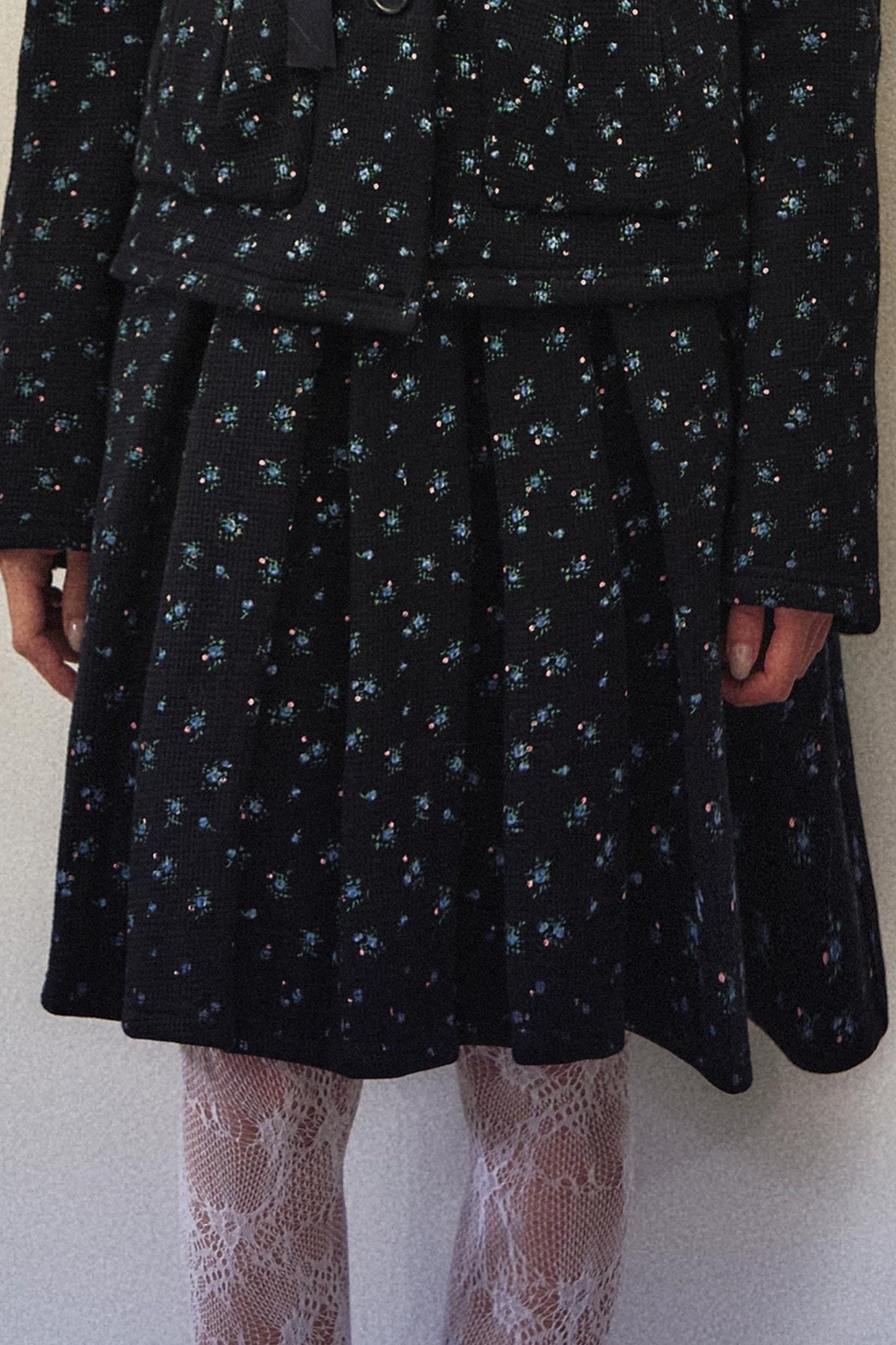 Black Floral Waffle Jacket Suit Set-Up