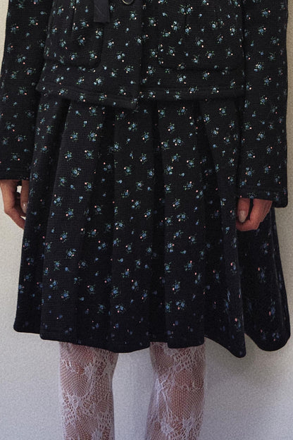 Black Floral Waffle Jacket Suit Set-Up