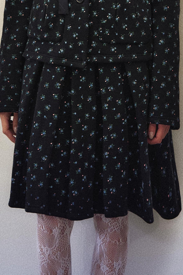 Black Floral Waffle Jacket Suit Set-Up