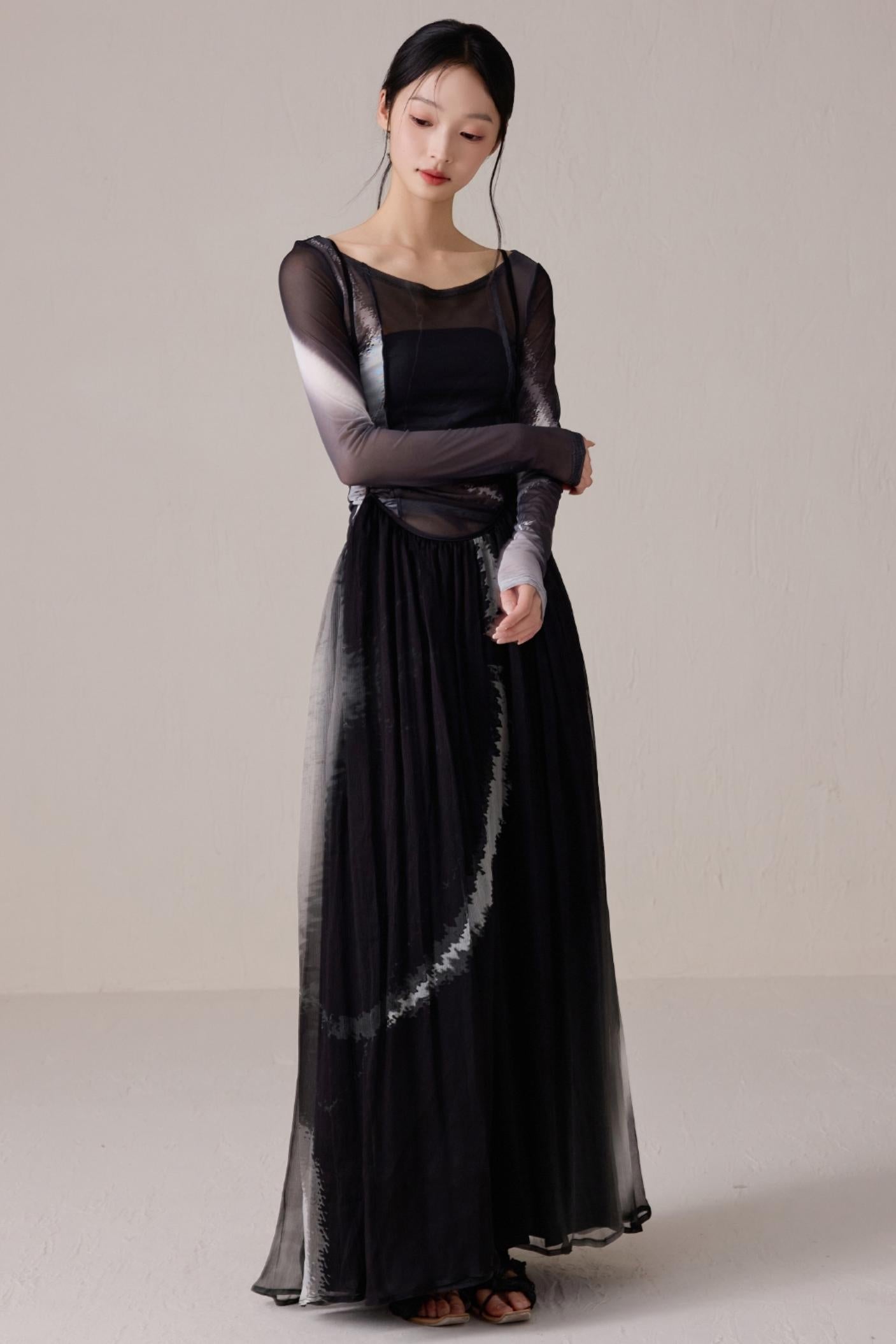 Chic Black Silk T-Shirt Dress