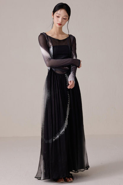 Chic Black Silk T-Shirt Dress