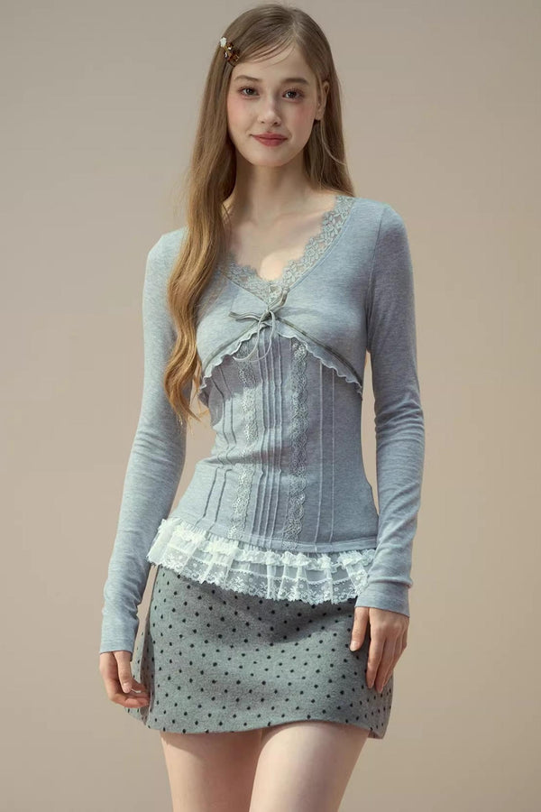 Tencel Wool Lace Long Sleeve T-Shirt