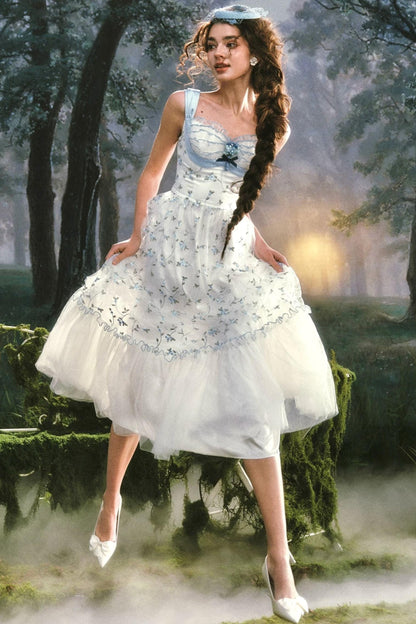 French Blue Crystal Lace Dress