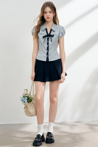 Blue Gray Polo Blouse