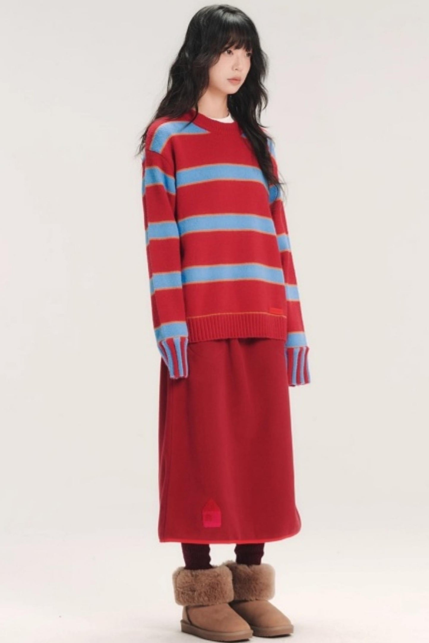 Color-Blocked Wool Striped Sweater