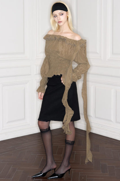 Tencel Handmade Pleated Lace Top