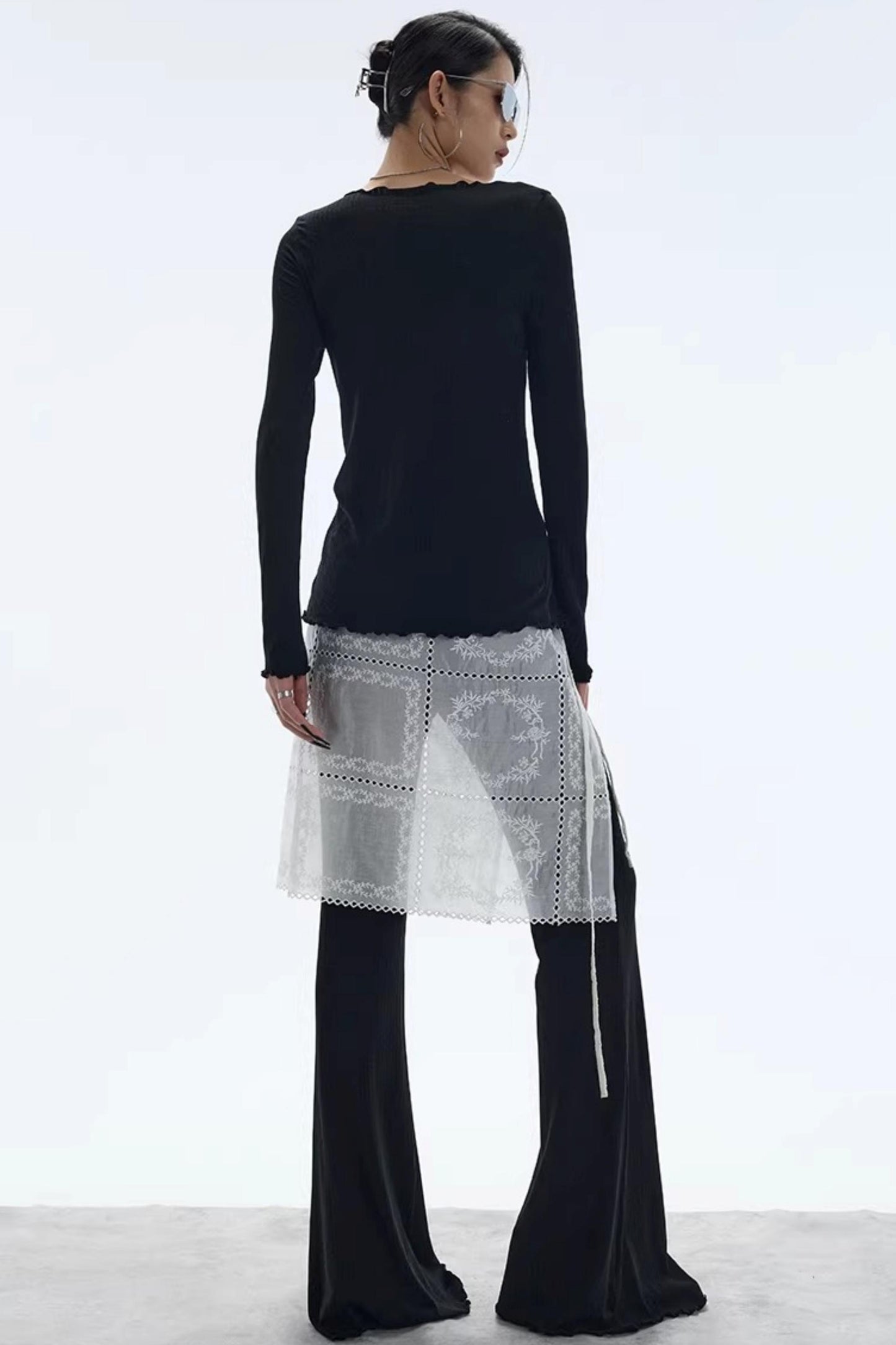 Lyocell Ruffled Long Sleeve Cardigan