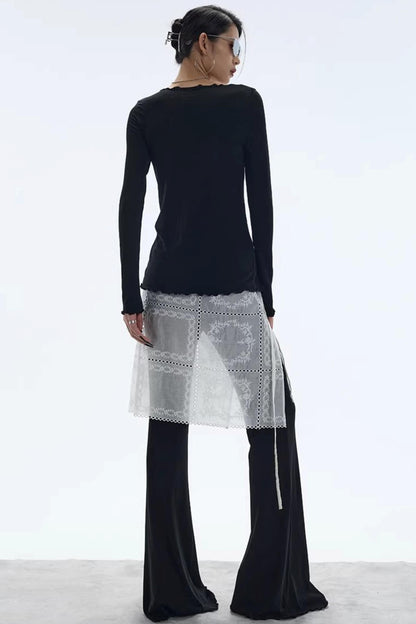 Lyocell Ruffled Long Sleeve Cardigan