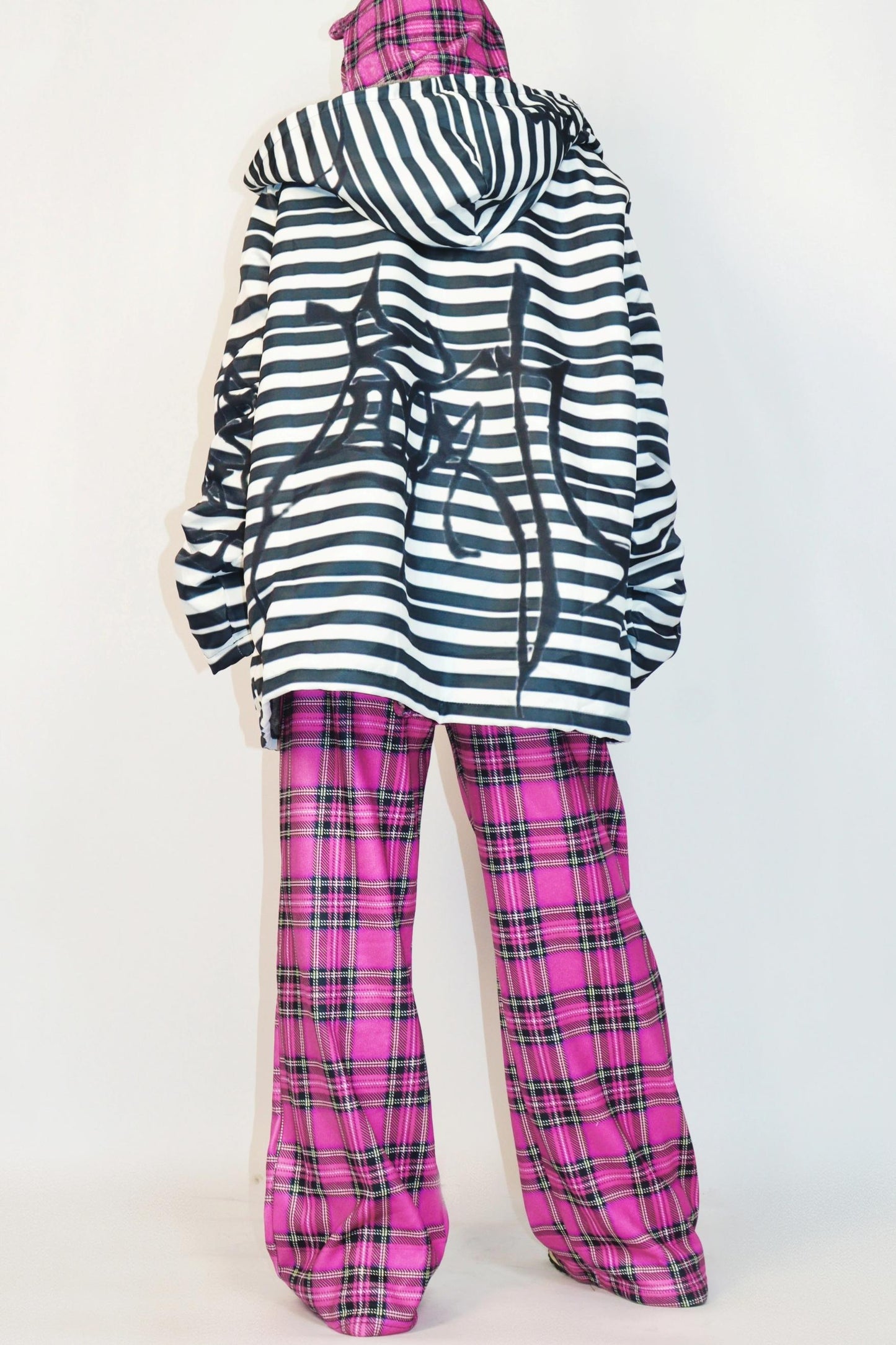 Pink Check Wide-leg Pants