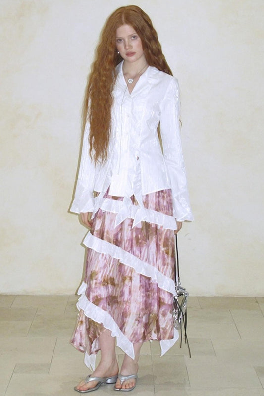 Dark Lace Waist Shirt & Skirt Set-Up