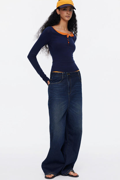 Lyocell Tencel Color-Blocked Sweater