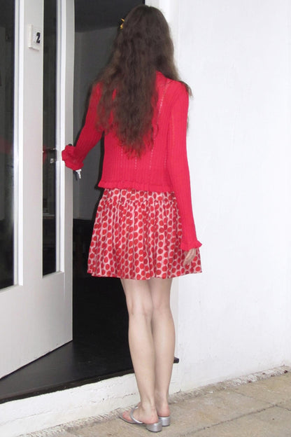 Vintage Ruffle Knitted Cardigan Set-Up