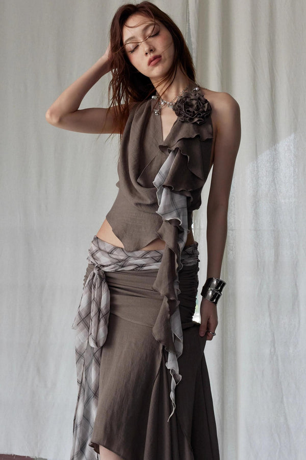 Color Clash Swing Vest & Skirt Set-Up