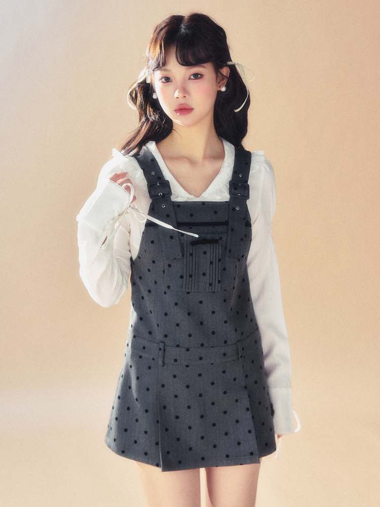 Retro Polka Dot Suspender Dress