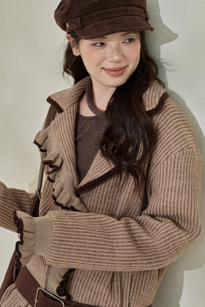 Original Striped Fleece Knitted Jacket