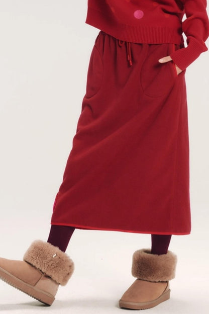 Embroidered Color-Block Skirt