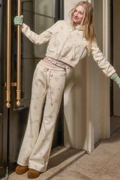 Floral Milky Way Fur Collar Jacket Set-Up