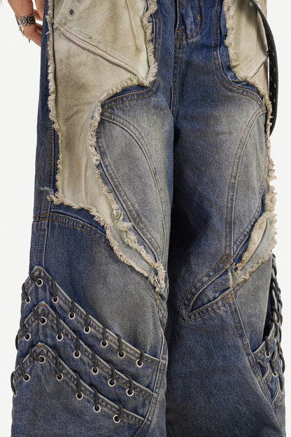 Irregular Patchwork Wide-Leg Pants