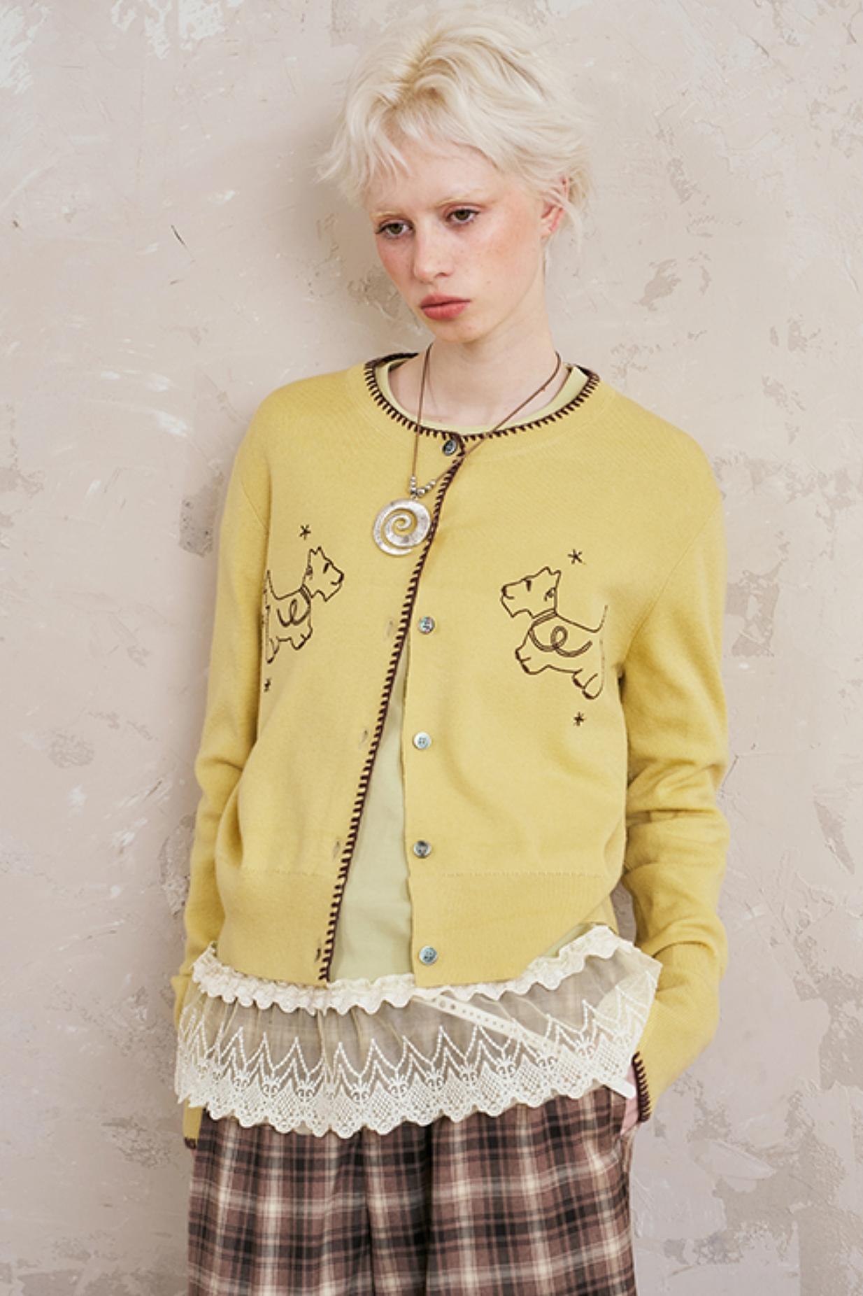 Embroidered Knit Coat