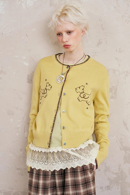 Embroidered Knit Coat