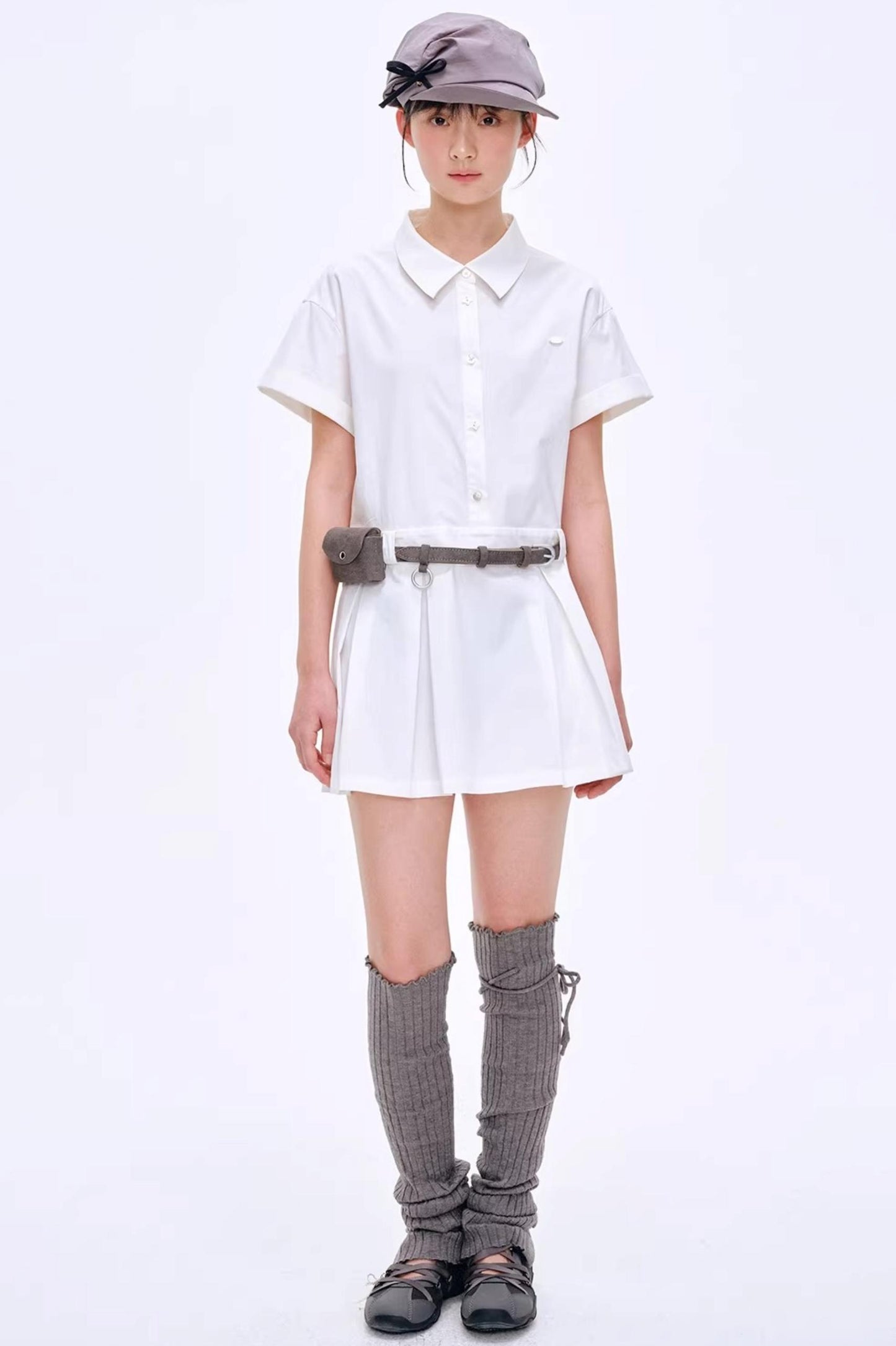Simple Pleated Shirt Dress