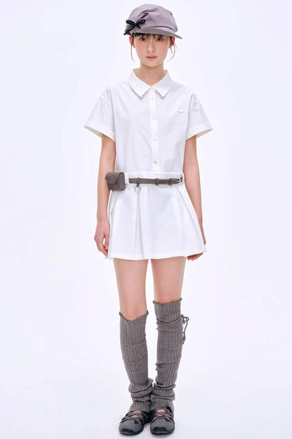 Simple Pleated Shirt Dress