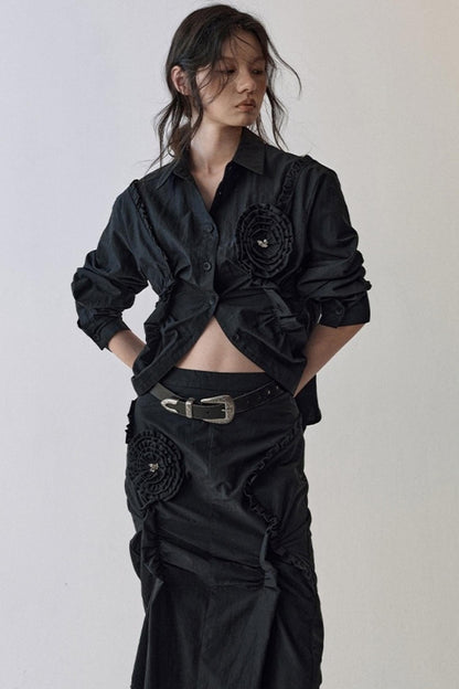 Petal Plaid Flower Shirt Set-Up