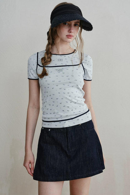 Retro Denim A-Line Skirt