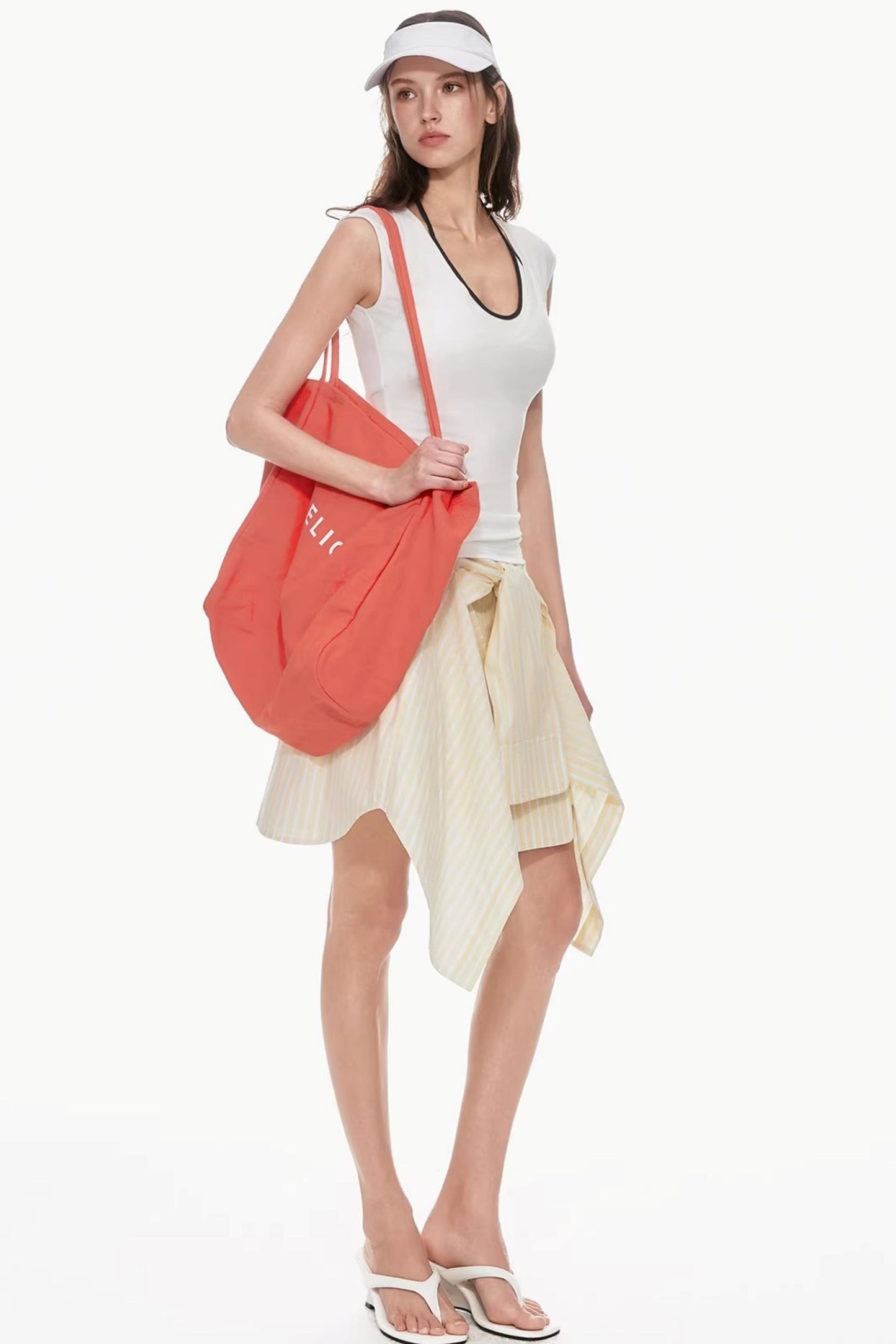 Yellow Striped Tube Top Style Skirt