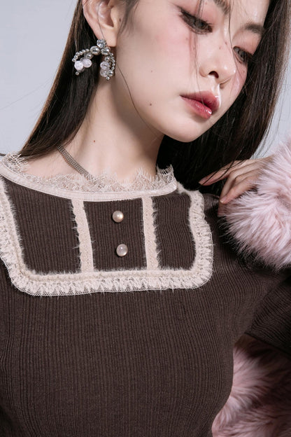 Layered Lace Wool Top