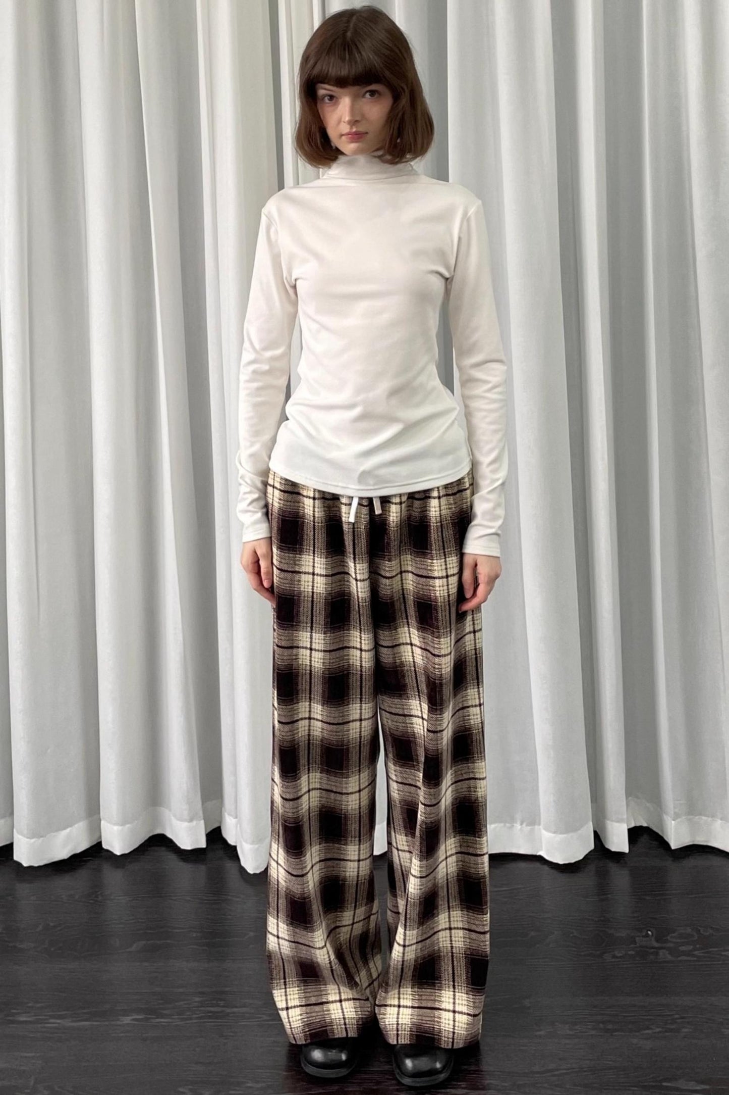 Versatile Khaki Plaid Trousers