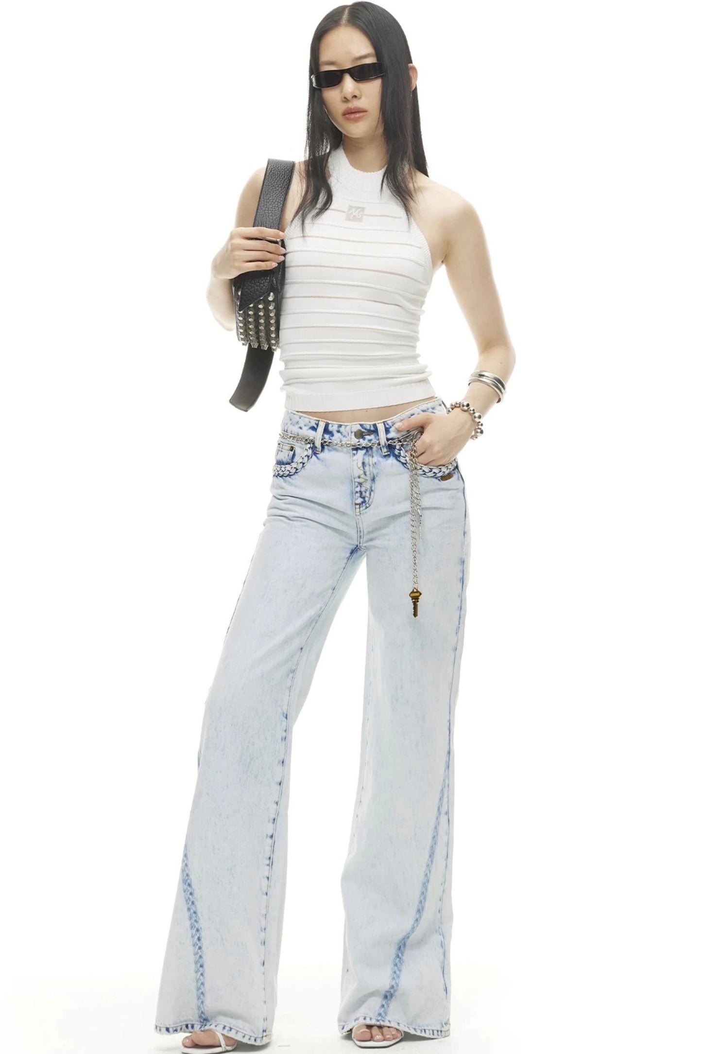 Stamp Pattern Organza Camisole Top