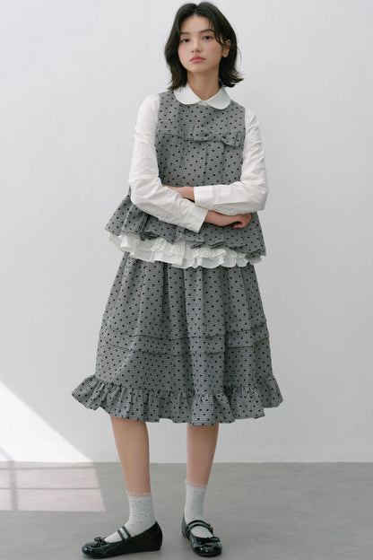Plaid Flower Puffy Skirt Set-Up