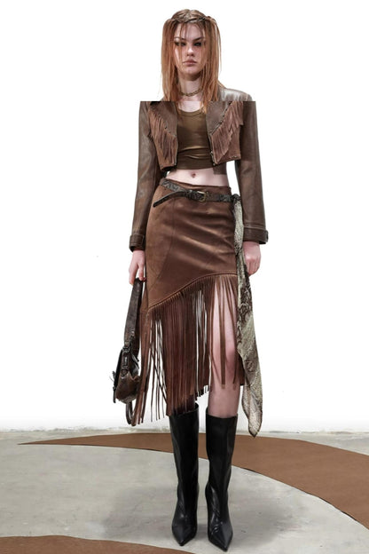 Snipe Fringe Midi Skirt