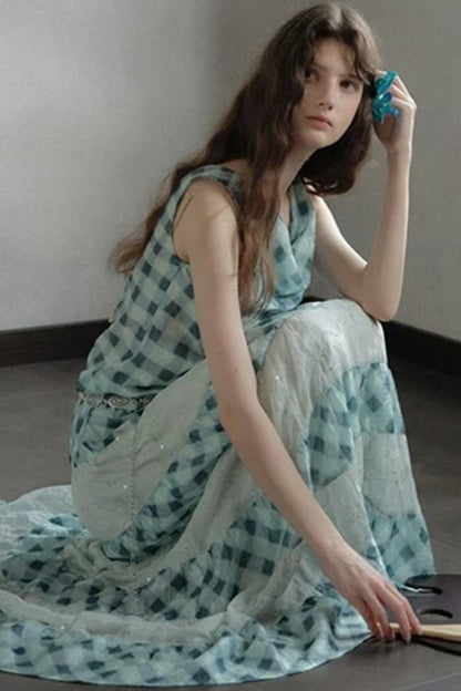 Moonfall Ice Blue Plaid Skirt