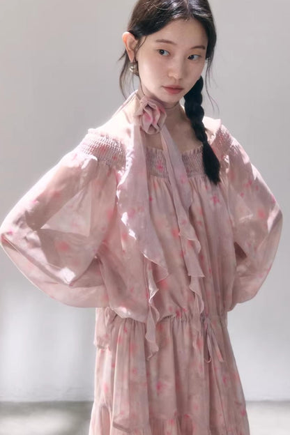 Misty Rose Off-Shoulder Dress