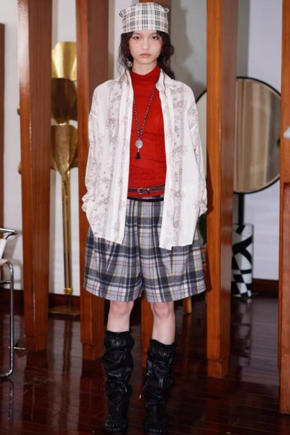 Vintage Pleated Loose Long Sleeve Shirt