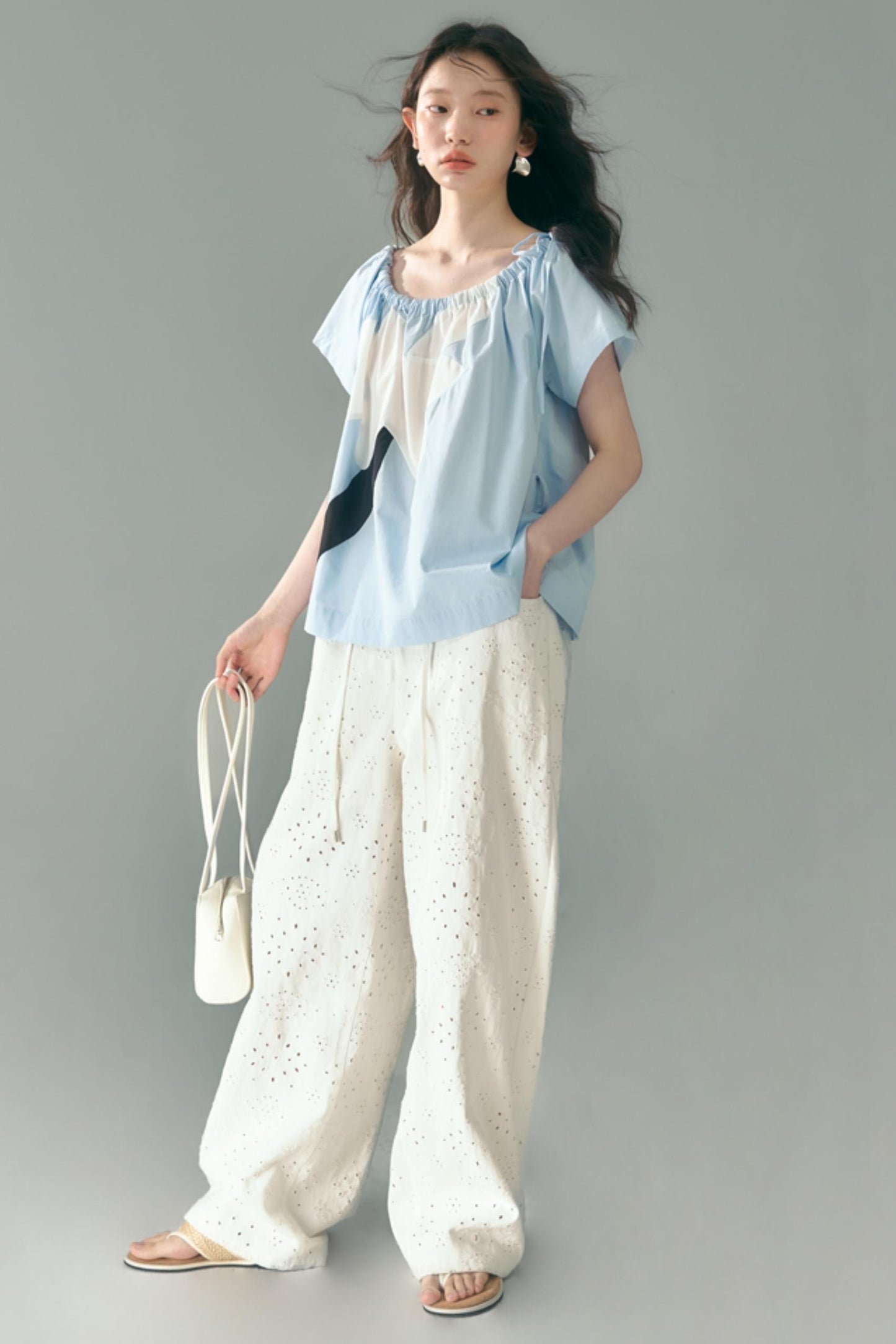 Breathe Between Flowers White Jeans