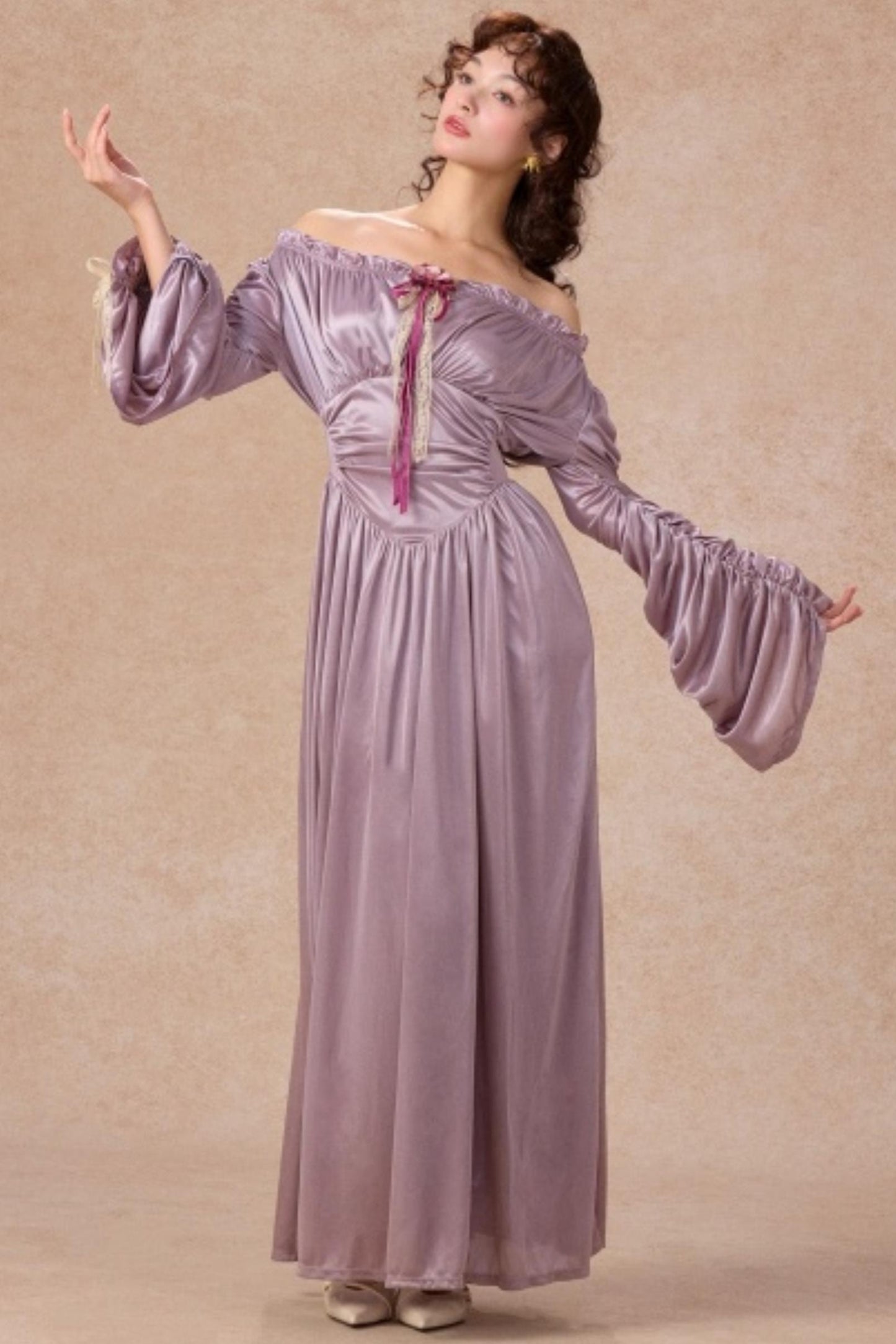 Satin Parthenon One-Shoulder Dress