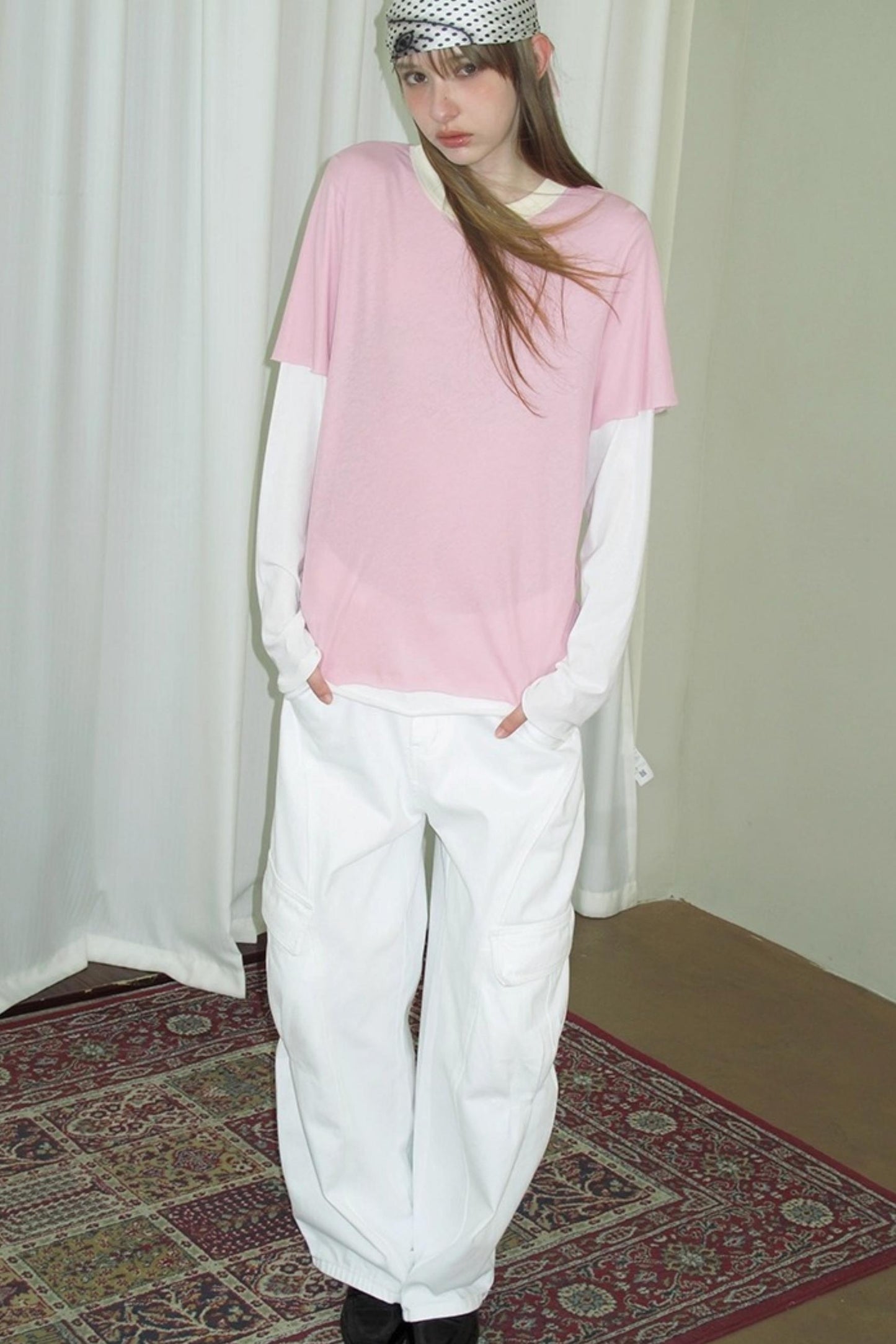 Fake Two-Piece Contrast Long Sleeve T-shirt