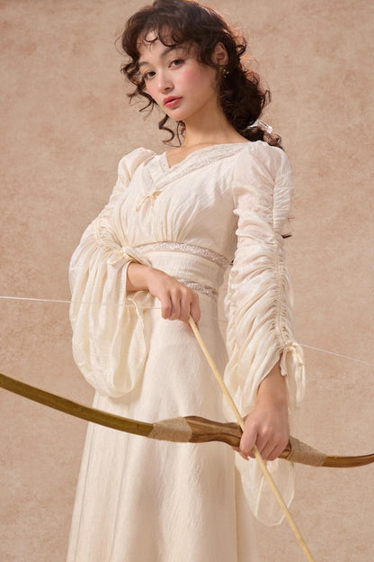 French court style V-Neck Satin Dress