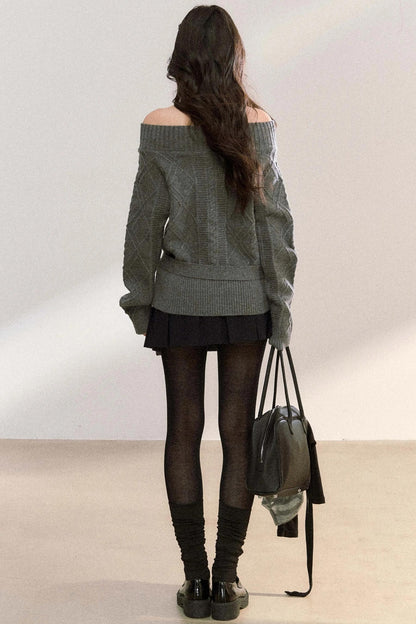 One-Shoulder Bow Knit Top