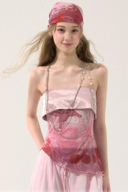 Irregular Hem Printed Tube Top