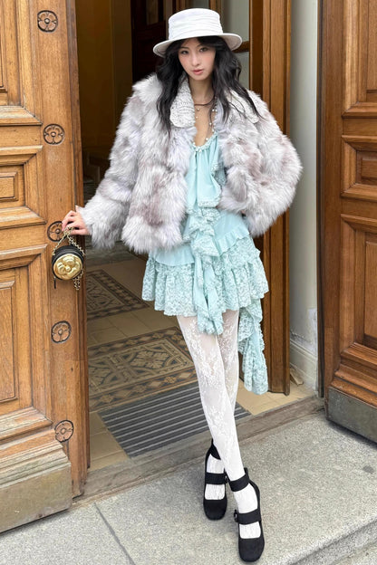 Vintage Velvet V-Neck Lace Dress