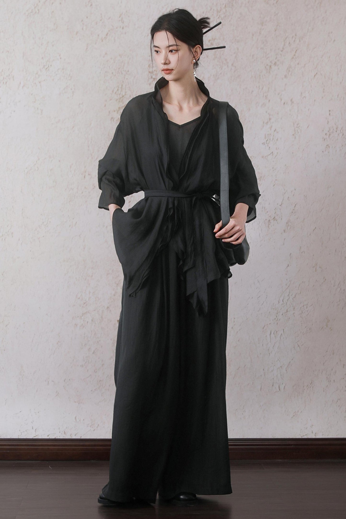 Elegant Sheer Black Two-Piece Set