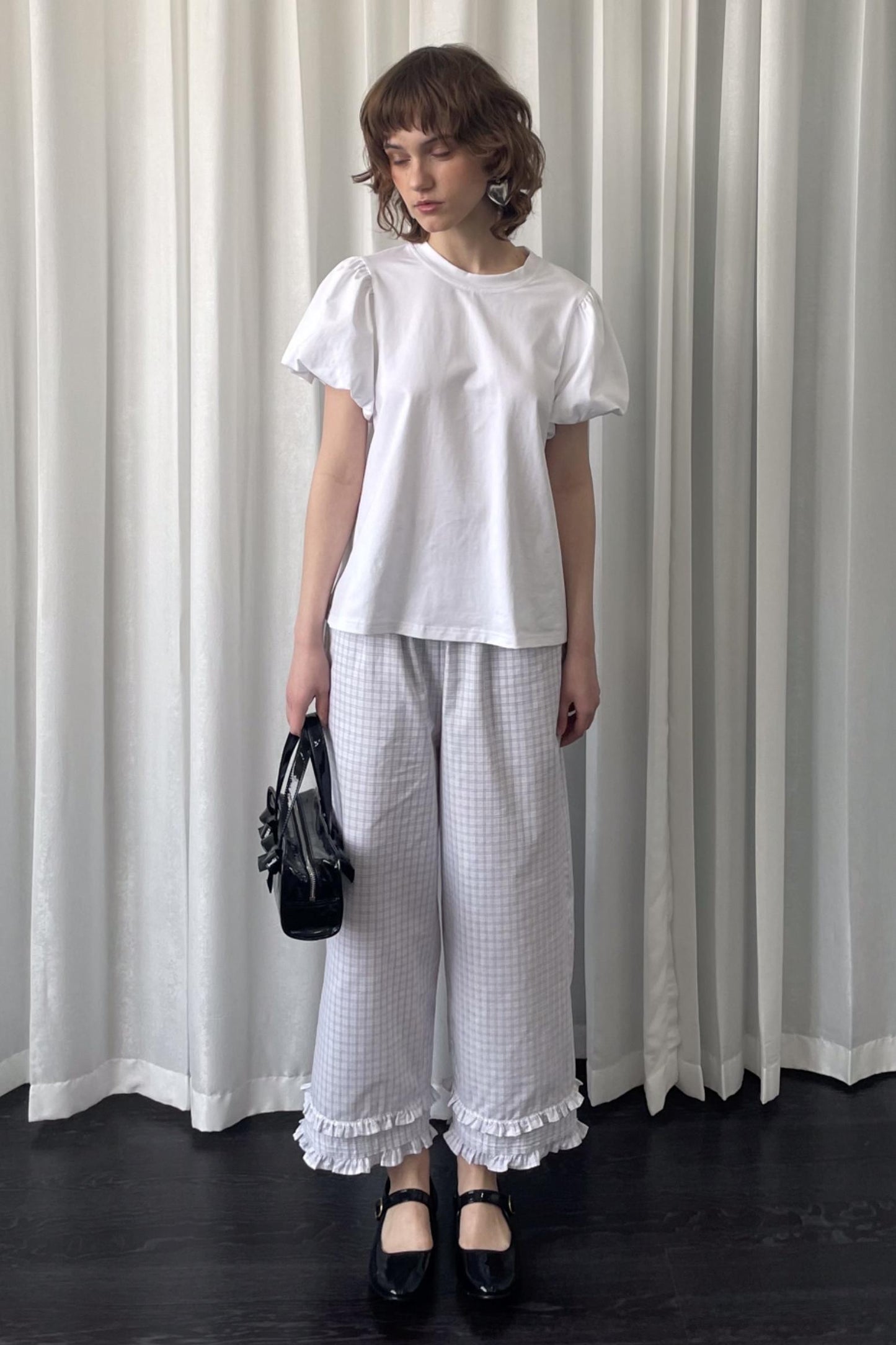 Lace Plaid Loose Fit Pants