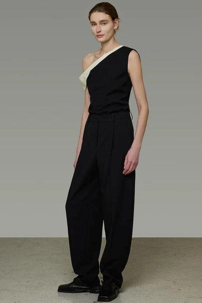 Black and White Slanted Top