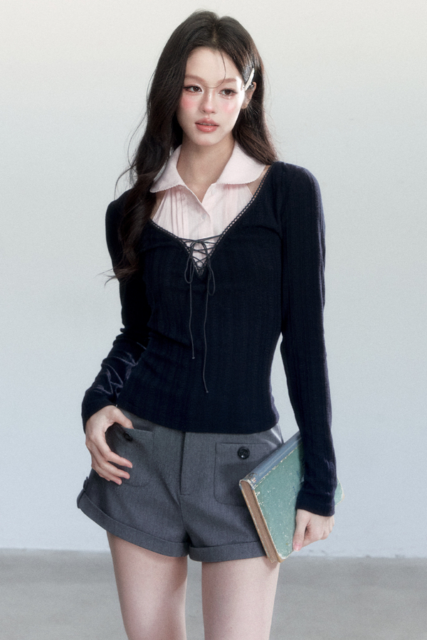 Korean-Style Decorative Shirt Collar